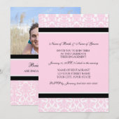 Roze Damask Photo Engagement Party-uitnodigingen Kaart (Voorkant / Achterkant)