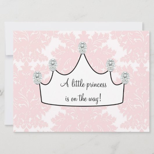 Roze Damask Prinses Baby Girl Douche Kaart (Voorkant)