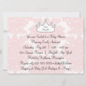 Roze Damask Prinses Baby Girl Douche Kaart (Achterkant)