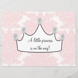 Roze Damask Prinses Baby Girl Douche Kaart