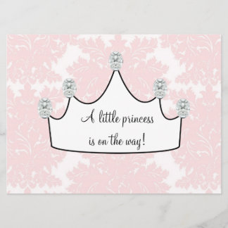 Roze Damask Prinses Baby Girl Douche Kaart