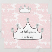 Roze Damask Prinses Baby Girl Douche Kaart (Voorkant / Achterkant)
