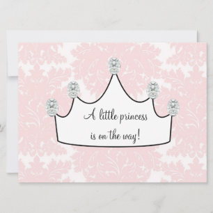Roze Damask Prinses Baby Meisje Shower Kaart