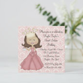 Roze Damask Prinses Sweet 16 Feest Kaart (Staand voorkant)