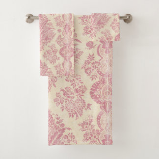 roze Damask Print Bad Handdoek