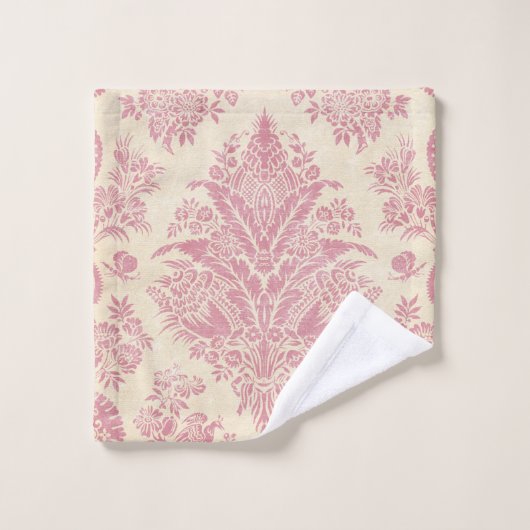  roze Damask Print Bad Handdoek (Wasdoekje)