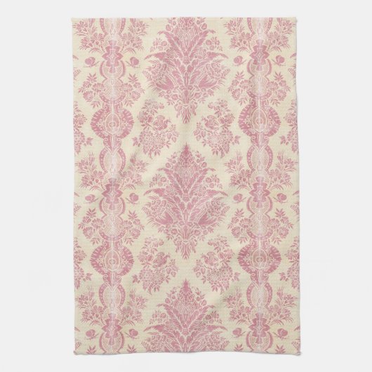 roze Damask Print Theedoek (Verticaal)