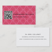 Roze Damask QR CODE Visitekaartjes (Voorkant / Achterkant)