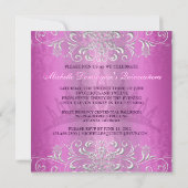 Roze Damask Quinceanera Diamond Tiara Invite Kaart (Achterkant)