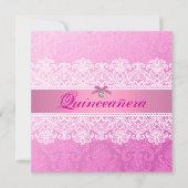 Roze Damask Quinceanera Verjaardagsuitnodiging Kaart (Voorkant)