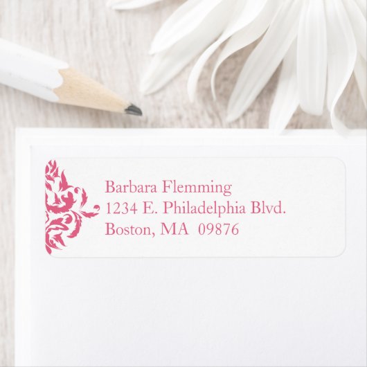 Roze Damask Return Address Label (Insitu)