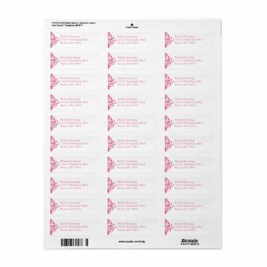 Roze Damask Return Address Label (Full Sheet)