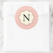 Roze Damask Ronde Sticker (Tas)