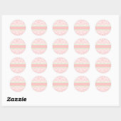 Roze Damask Ronde Sticker (Vel)