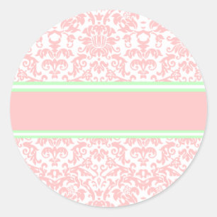 Roze Damask Ronde Sticker
