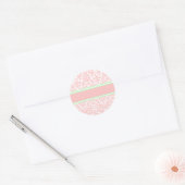 Roze Damask Ronde Sticker (Envelop)