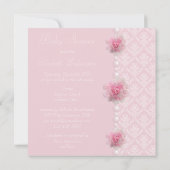  Roze Damask, Roos & Parels Baby shower Kaart (Achterkant)