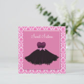 Roze Damask Roze Sweet Zestien Verjaardagsfeest Kaart (Staand voorkant)