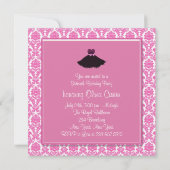 Roze Damask Roze Sweet Zestien Verjaardagsfeest Kaart (Achterkant)