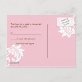 Roze Damask RSVP Briefkaart (Achterkant)