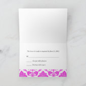 Roze Damask RSVP-kaart (Binnen)