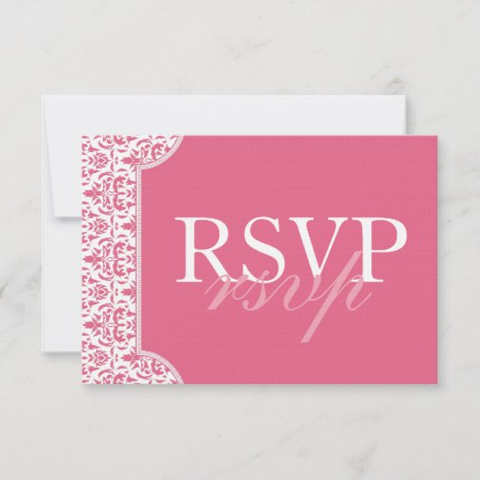 Roze Damask RSVP-kaart RSVP Kaartje (Voorkant)