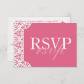 Roze Damask RSVP-kaart RSVP Kaartje (Voorkant / Achterkant)