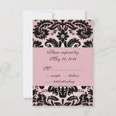 Roze Damask RSVP-kaart voor Square Wedding Invite RSVP Kaartje (Achterkant)