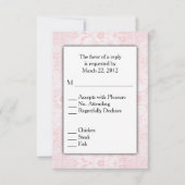 Roze Damask RSVP met menukeuze (Voorkant)