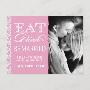 Roze Damask Save the Date Aankondigingskaart