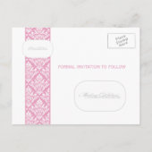 Roze Damask Save the Date Aankondigingskaart (Achterkant)