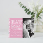 Roze Damask Save the Date Aankondigingskaart (Staand voorkant)