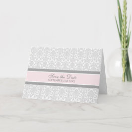 Roze Damask Save the Date Aankondigingskaart Feestdagen Kaart