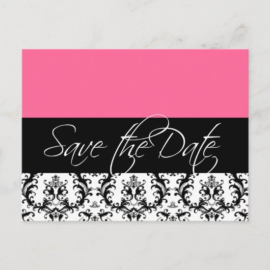 Roze Damask Save the Date Briefkaarten Wedding (Voorkant)