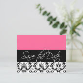 Roze Damask Save the Date Briefkaarten Wedding (Staand voorkant)