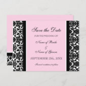 Roze Damask Save the Date Wedding Briefkaarten (Voorkant / Achterkant)