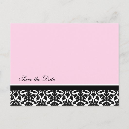 Roze Damask Save the Date Wedding Briefkaarten (Achterkant)
