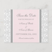 Roze Damask Save the Date Wedding Briefkaarten (Voorkant)