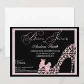 Roze Damask-schoenenbridal Shower-uitnodiging Kaart (Voorkant / Achterkant)