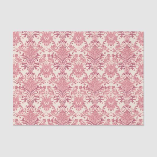  roze Damask sierpatroon Tissuepapier (Voorkant)