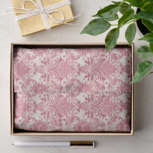 roze Damask sierpatroon Tissuepapier (Geschenk)