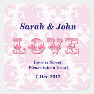 Roze  damask Snoep Buffet Sticker