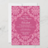 Roze Damask Spring Baby shower Uitnodiging (Voorkant)