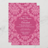  Roze Damask Spring Baby shower Uitnodiging (Voorkant / Achterkant)