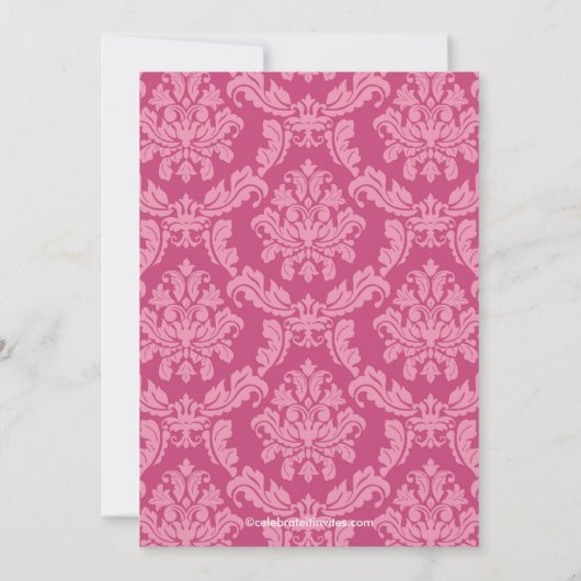 roze Damask Spring Bridal Shower Invitation Kaart (Achterkant)
