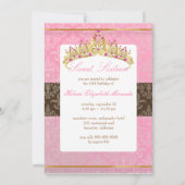 Roze Damask Sweet 16/ tiara/ uitnodigingen (Achterkant)