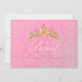 Roze Damask Sweet 16/ tiara/ uitnodigingen (Voorkant)