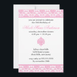 Roze Damask Sweet Sixteen-uitnodigingen Kaart<br><div class="desc">Prachtige zweet Sixteen of Quinceanera Party-uitnodigingen met een delicaat roze demaspatroon. 
 Art Mujka Design</div>