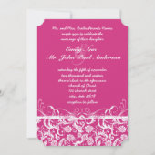 Roze Damask Swirls Wedding Invitation Kaart (Voorkant)