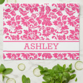 Roze Damask Theedoek (Gevouwen)